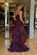Ruffled Design Strap Maxi Dress