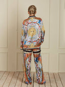 Unique Sunshine Print Collared Button-Up Loose Shirt