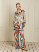 Unique Sunshine Print Collared Button-Up Loose Shirt