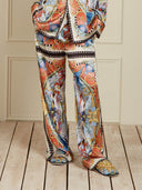 Unique Sunshine Print Collared Button-Up Loose Shirt