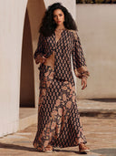 Boho Printed Draped Loose Maxi Skirt
