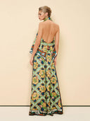 Modern Satin Asymmetrical Print Backless Camisole Top