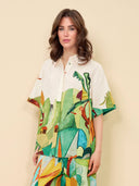 Unique Modern Linen Abstract Print Button-Down Shirt