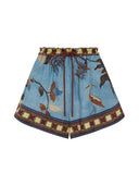 Boho Print Color Block Drawstring Drop Shoulder Top and Shorts Set