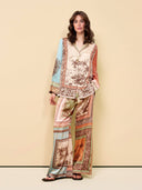 Unique Satin Floral Print Loose Button-Up Shirt