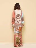 Unique Satin Floral Print Loose Button-Up Shirt