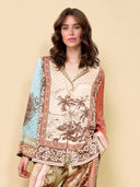 Unique Satin Floral Print Loose Button-Up Shirt