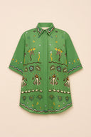 Unique Casual Sun Dancer Print Loose Button-Down Shirt
