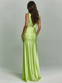 Elegant Sleeveless Pleated Floor-Length Maxi Dress