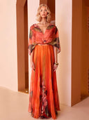 Elegant Floral Chiffon Pleated Midi Skirt