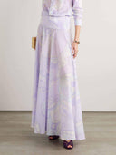 Light Purple Abstract Print Button Shirt