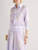Light Purple Abstract Print Floor-Length Skirt