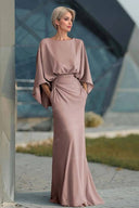Boat Neck Backless Pleated Maxi Dress
