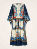 Elegant Bohemian Print Draped Loose Maxi Dress