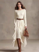 Casual Irregular Ruffled Off-Shoulder Maxi Dress