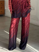 Exquisite Gradient Animal Print Satin Wide-leg Pants