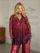 Exquisite Gradient Animal Print Satin Shirt