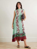 Retro Bohemian Style Floral Print Chiffon Shawl And Midi Dress