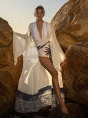 Sexy Kimono Palm Tree Print Beach Cover-Up