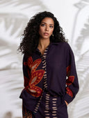 Exquisite Floral Print Linen Button-Down Loose Top