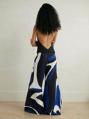 Elegant Stripe Print Halter Neck Jumpsuit