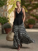 Casual Plaid Tank Top & Skirt Two-piece Set