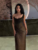 Elegant Sequin Slit Party Maxi Dress