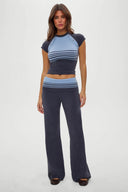 Retro Striped Button-Detail Low-Rise Knit Pants