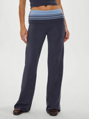 Retro Striped Button-Detail Low-Rise Knit Pants