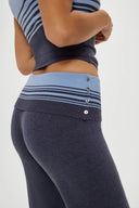 Retro Striped Button-Detail Low-Rise Knit Pants