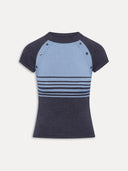Retro Striped Button-Detail Knit Shirt