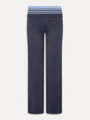 Retro Striped Button-Detail Low-Rise Knit Pants