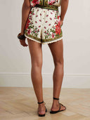 Retro Floral Print Shirt & Shorts Two-Piece Set