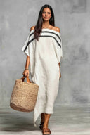 Off-Shoulder Color Contrast Loose Maxi Dress