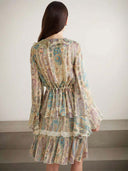 Exquisite Paisley Print Lace Trim Skirt
