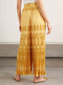 Exquisite Abstract Print Sleeveless Feather-Trim Top
