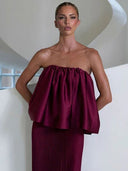Elegant Pleated Two-piece Skirt Set