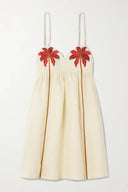 Retro Unique Palm Tree Print Linen Mini Dress