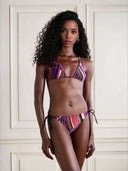 Multicolor Abstract Stripe Print Triangle Halter Bikini Set