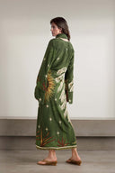 Unique Palm Tree Print Tie-Detail Maxi Dress