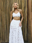 Exquisite Lace Embroidered Vest & Skirt Two-piece Set