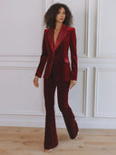 Elegant Satin Lapel Velvet Blazer