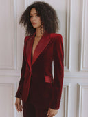 Elegant Satin Lapel Velvet Blazer