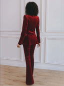 Elegant Satin Lapel Velvet Blazer