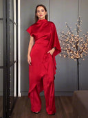 Elegant Satin Irregular Top Two-piece Set