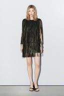 Tassel Design Mini Dress（Belt Not Included）