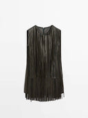 Tassel Design Mini Dress（Belt Not Included）