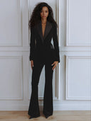 Elegant Satin Lapel Velvet Blazer