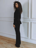 Elegant Satin Lapel Velvet Blazer