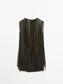 Tassel Design Mini Dress（Belt Not Included）